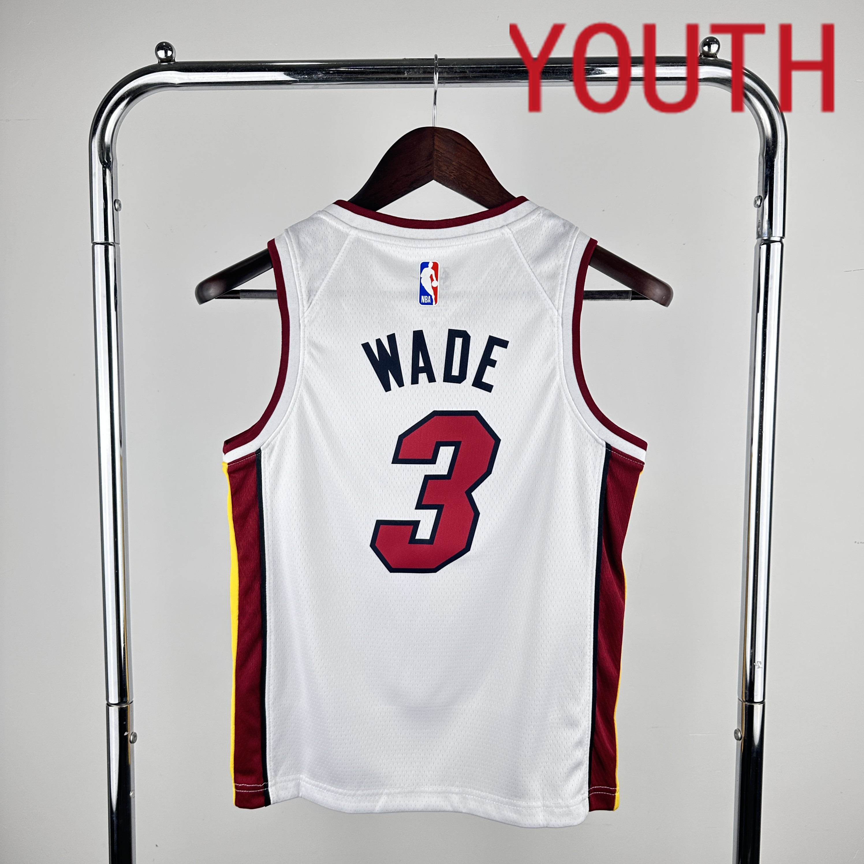 Youth Miami Heat #3 Wade White Nike 2024 NBA Jersey